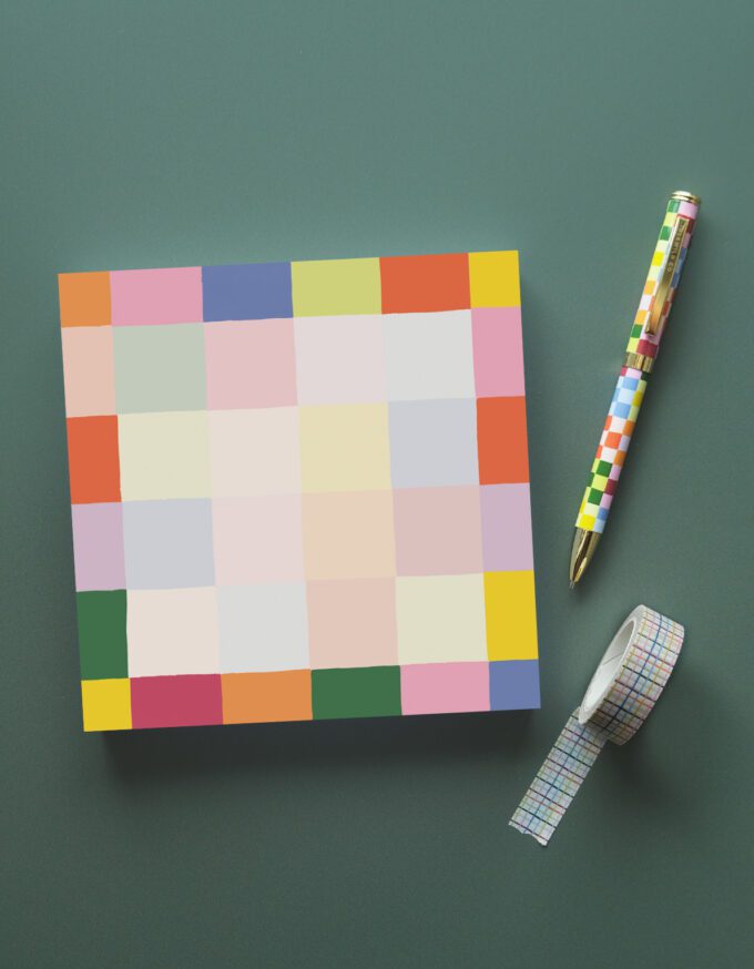 Rainbow Check 200-Sheet Desk Pad