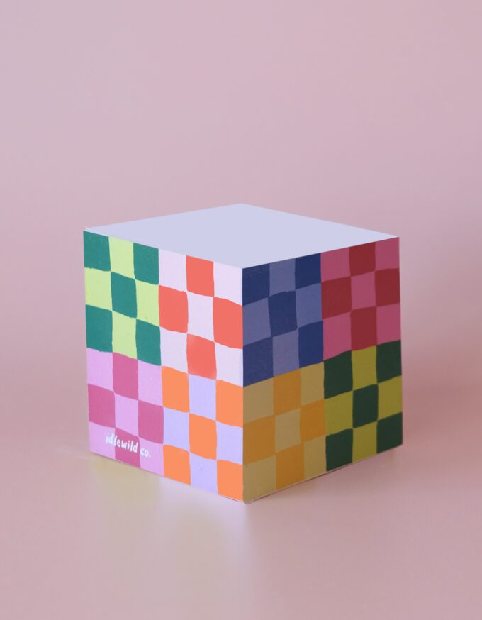 Rainbow Checks Sticky Note Cube